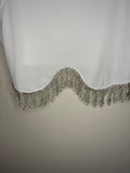 White Fox Western Style Crystal Fringe Crop tank- Small NWOT