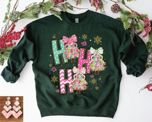 Ho Ho Ho Bows Sweatshirt- Ships in 1-2 weeks