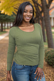 Daphne - Olive Knit Top