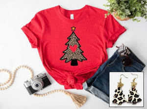 Leopard Heart Christmas Tree tee - Ships in 1-2 weeks