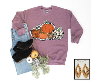 Patterned Pumpkins Sweatshirt- Ships in 1-2 weeks