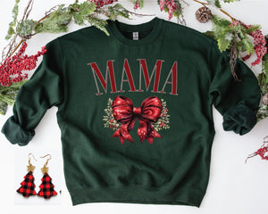 Mama Christmas Bow Sweatshirt- Ships in 1-2 weeks