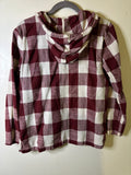 Flannel Hoodie maroon/ cream size small - gently used