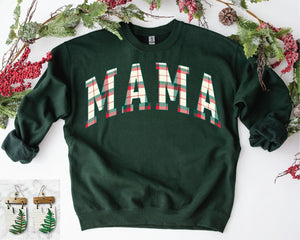 Mama Christmas Plaid Sweatshirt- Ships in 1-2 weeks