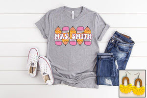 ** PERSONALIZED*** Pencils Teacher tee - Ships in 1-2 weeks