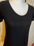 Black Ribbed Classic Top- XS