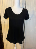 Black Ribbed Classic Top- XS